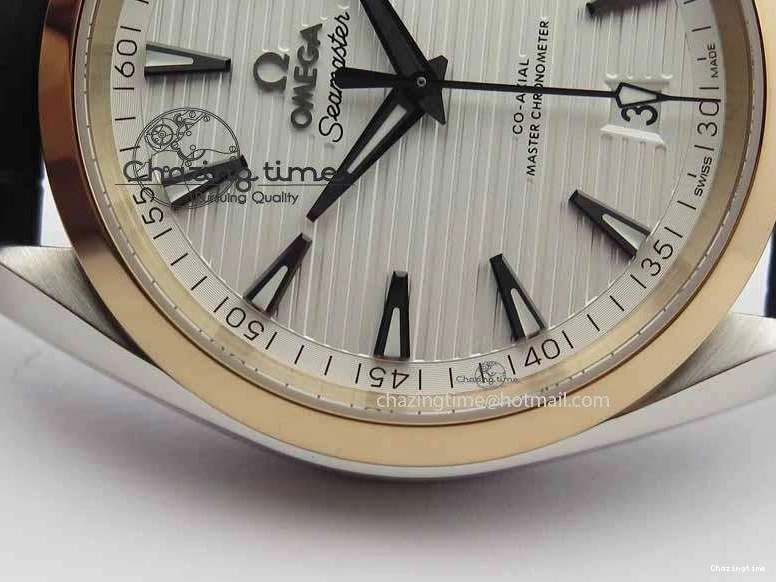 0509 2017 Aqua Terra SS RG XF Best Edition White Textured Dial On Black Leather Strap A Functional 8157